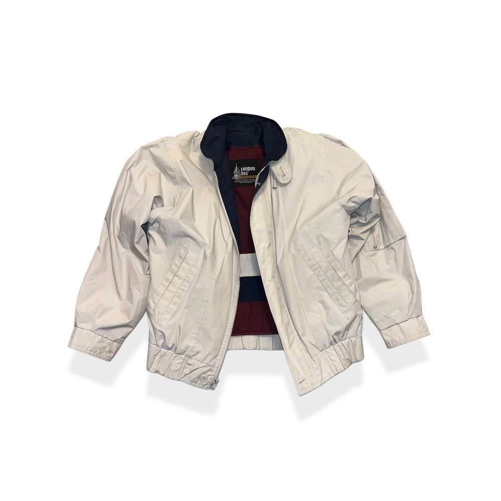 Vintage London Fog Harrington Jacket Small Beige Zip Lined 90s